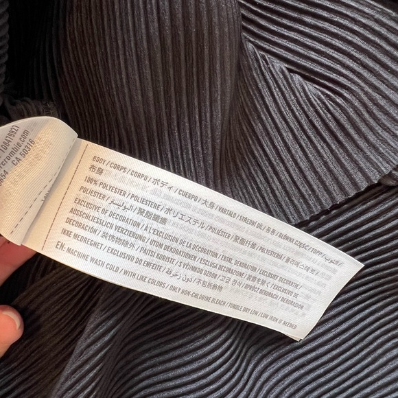 Abercrombie & Fitch plisse pleat v neck blouse elastic waist tie peplum black m - Picture 9 of 13